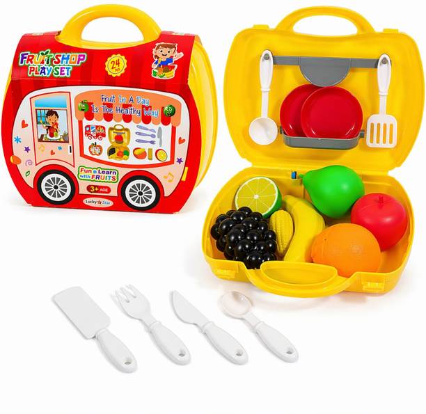 FunBlast Fruit Cutting Toy with Suitcase - 24 Pcs Realistic Play Food Toys for Kids