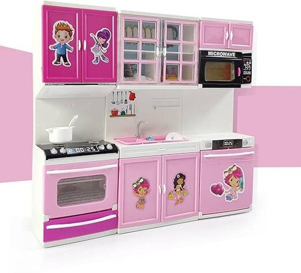 Lattice Dream Kitchen Set Kids Luxury 3 Compartment Battery Operated-color may vary