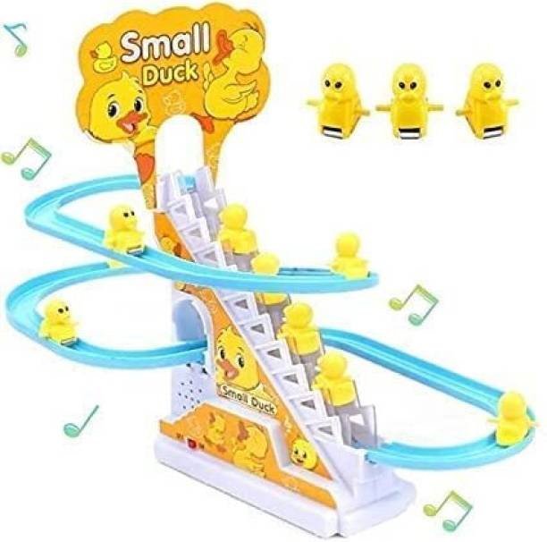 ZUNBELLA Little Lovely Duck Slide Toy Escalator Toy with Lights and Music