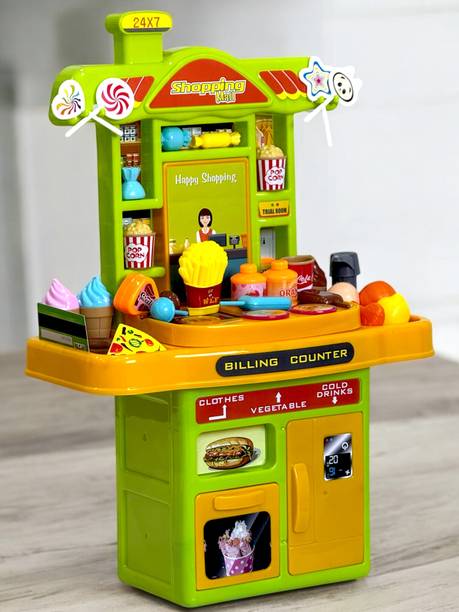 Extrawish Premium Super Market 55+ Pcs Candy Sweet Shopping Cart Shopping Set For Kids