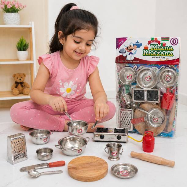 GearNexo Mini Kitchen Set for Kids Pretend Play Cooking Toy Set with Utensils