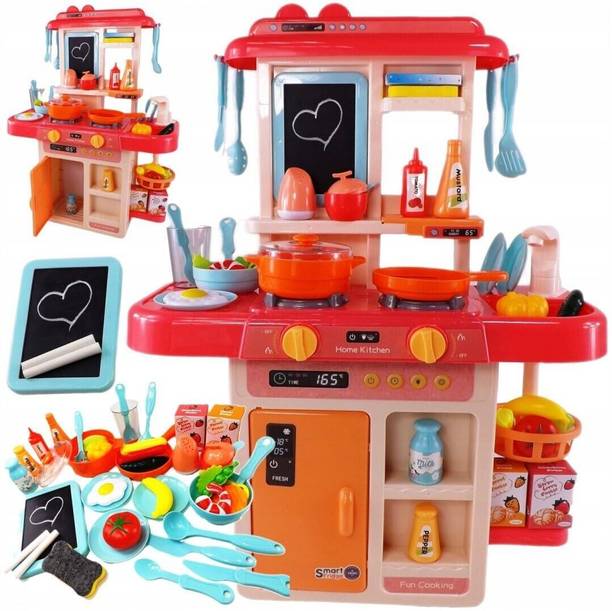 Pahal Kitchen Set for Kids Girl 42-Piece , Smoky, Music,Real Water Tap