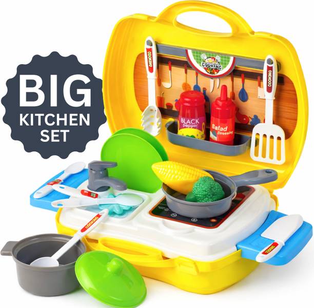 Angel Kids Kitchen Set for Girls & Boys | Cooking Set | Little Chef Suitcase | Multicolour