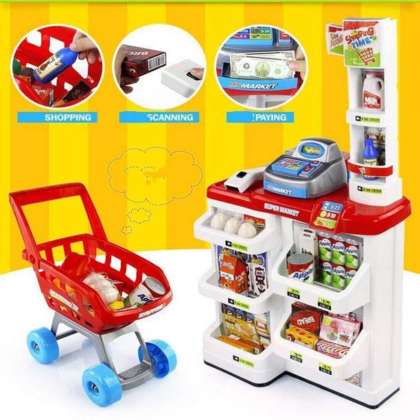 Fayme International Pretend Play Cash Register Supermarket Toy with Lights And Sound