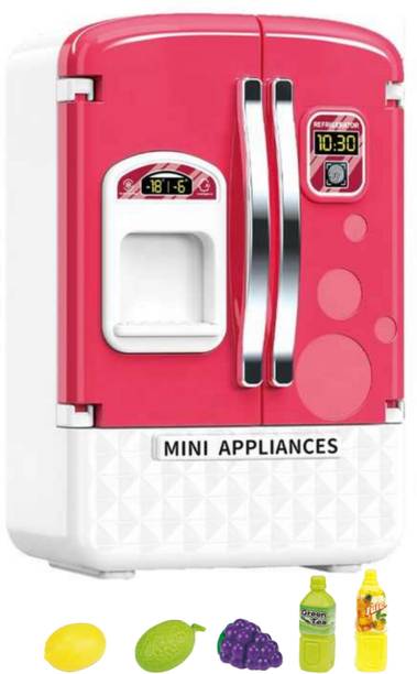 Toybot Mini Fridge Playset with Music & Fruits Kids Refrigerator Kitchen Appliance Toy
