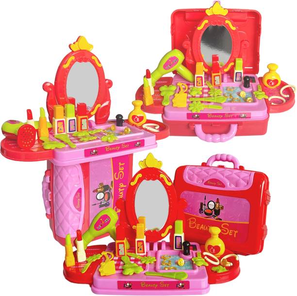 Extrawish 3 in 1 Beauty Set for Kids Girls Educational Make Up Suitcase Kit Beauty Set