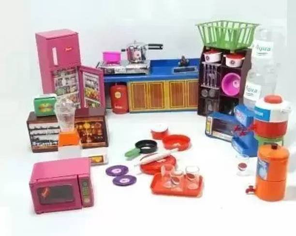 PURVI Super Kitchen 36 Pcs Mini Utensils and Plastic Non Toxic Indian Kitchen Set Great Kitchen Toys for Girls Indoor Game ,Best for Gift/Return Gift(Kid's Love Kitchen Set)