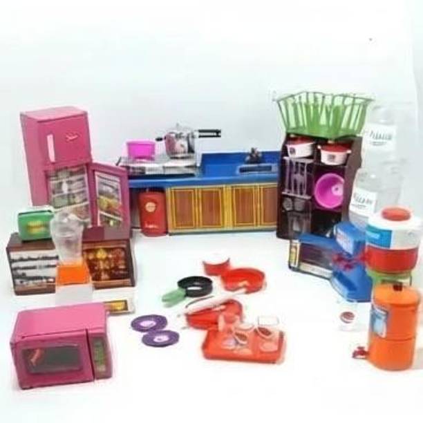 PURVI Super Kitchen 36 Pcs Mini Utensils and Plastic Non Toxic Indian Kitchen Set Great Kitchen Toys for Girls Indoor Game ,Best for Gift/Return Gift(Kid's Love Kitchen Set)
