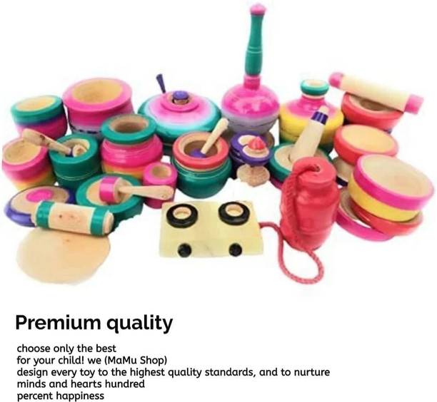 KRShop MaMushop 32pis beautiful cylinder and gas stove model kids kitchen set for boys and girls big size - multicolour