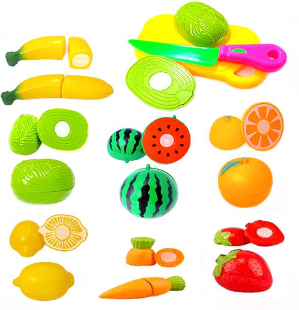 PRANSO Fruits and Vegetables Cutting Play Toy Set Fruits Vegetables for Kids