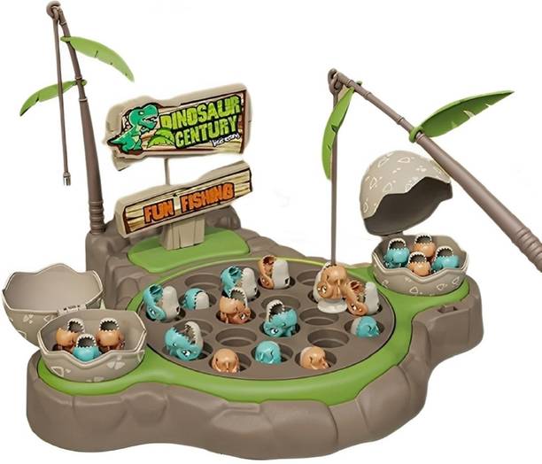 IndusBay Electric Rotation Cartoon Dinosaur Fishing Toy Pole & Rod Music Board Game Kids