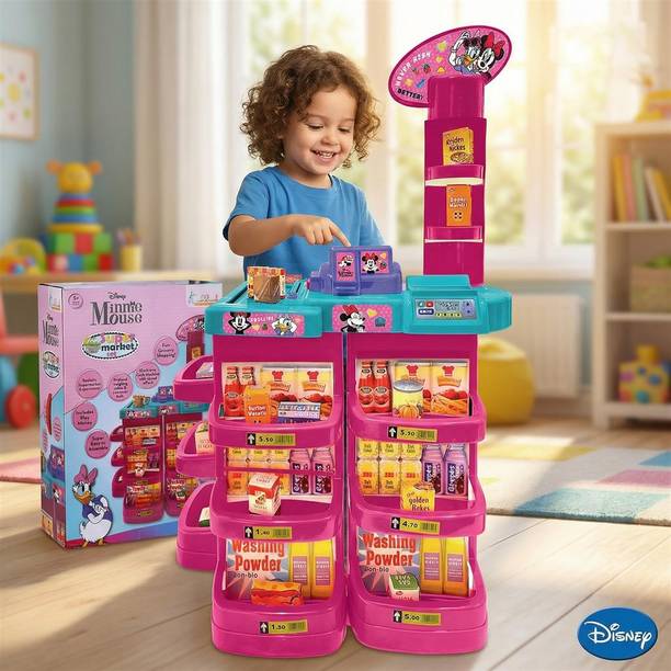 Kriiddaank Minnie Super Market - Interactive Grocery Store Playset, Cash Machine, Play Mo