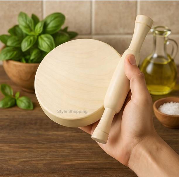 Shine Shopping Mango Wood Small Size Chakla Belan and Rolling Pin for Kids - 6 Inch