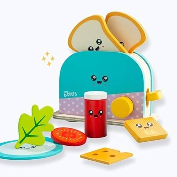Cots and Cuddles Wooden Baby Toaster Food Pretend Playsets for Toddlers and Preschoolers