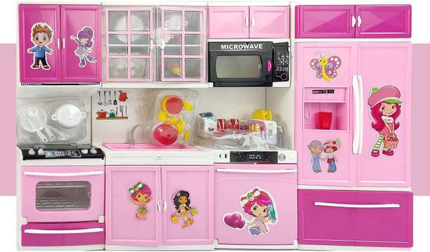 JOYWHIZ Musical & Light 2 Compartment Kitchen Set with Openable Doors and Accessories