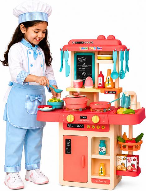 Learn With Fun 42 Pieces Kitchen Set Pretend Play Cooking Sound Light Toy For Kids