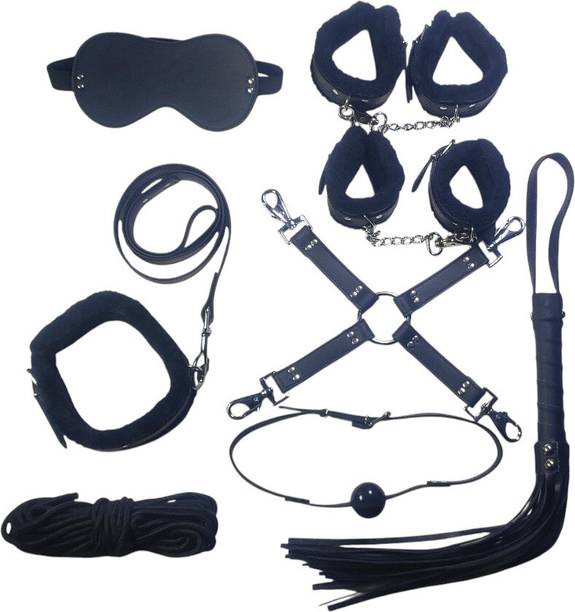 EEOAN Black Leather Handcuffs Roleplay Furry set for Couple