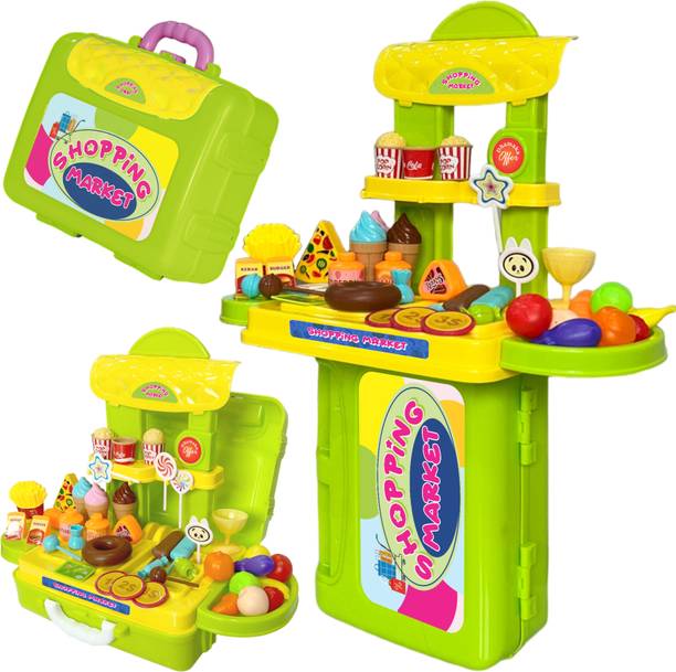 Extrawish 3 in 1 Super Market 50+ Pcs Candy Sweet Shopping Cart Shopping Set For Kids