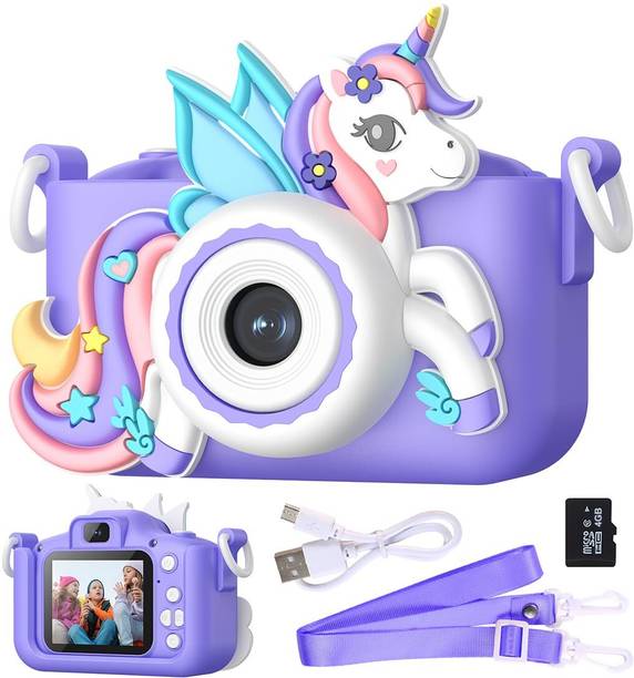 वेम्बली Unicorn Kids Digital Camera Mini Compact for Girls Boys 4 5 6 7 8 Selfie Camera