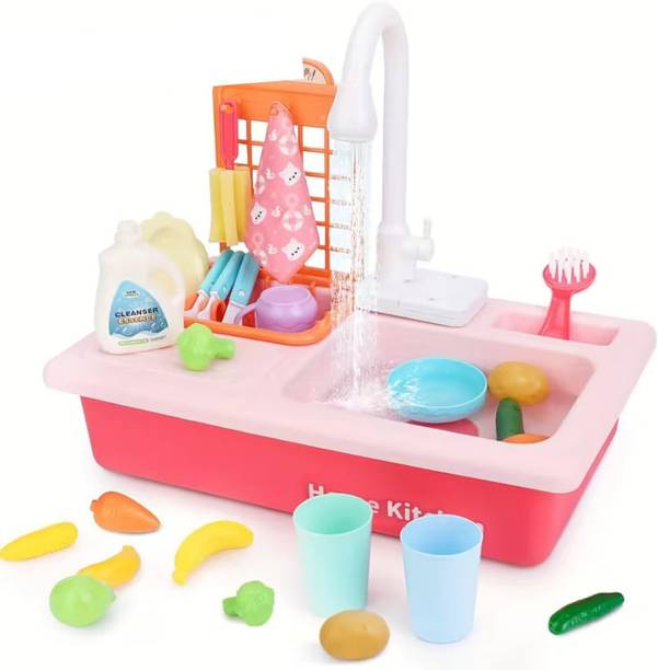 J K INTERNATIONAL Kids Play Kitchen Toy Sink Electronic Dishwasher, Pretend Role Play Toys