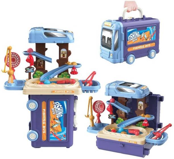 AR Jouiet Mansion Pretend Play Fishing Bus Set 3 in 1 for kids