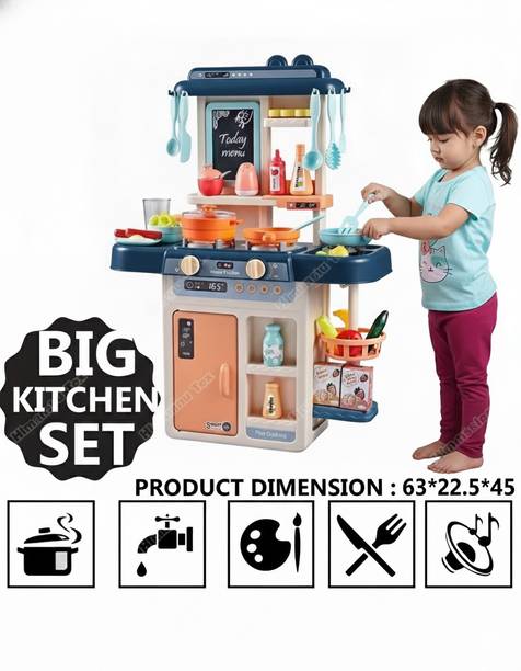 himanshu tex 42 Pcs Toy Kitchen Sets, Simulated Spray Kitchen Toys, Kids Kitchen Pretend Play Set,Play Cooking Set, Cookware Pots and Pans Play set