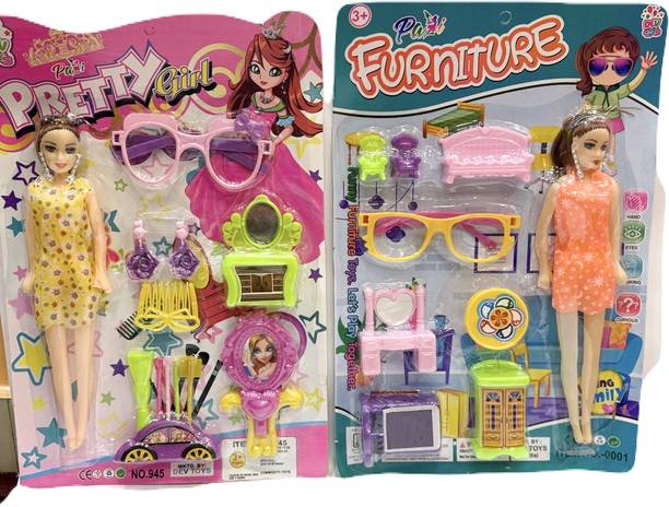 adfield one Combo Toy Set – Yellow Pretty Girl Beauty Set + Furniture Play Set with Doll