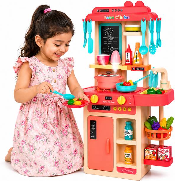 Learn With Fun 42 Pieces Kitchen Set Steam Water Light Sound Cooking Play For Kids