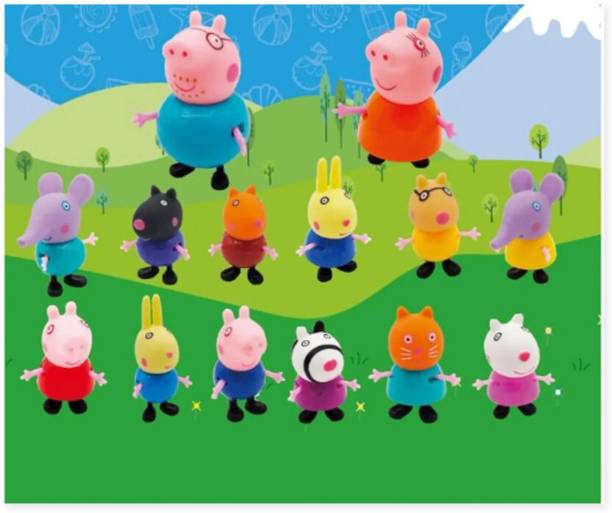 Amaflip Peppa Pig Family and Friends Mini Character Figure Collection Playset for Kids