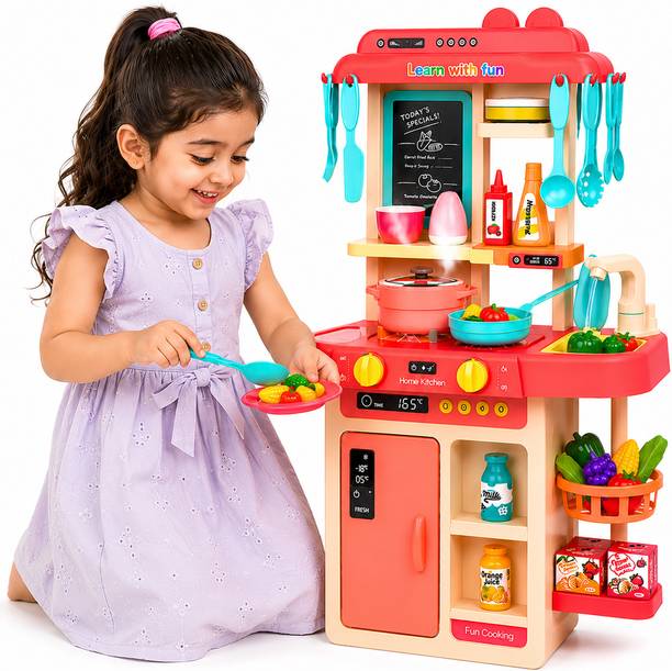 Learn With Fun 42 Pieces Kitchen Set Premium Steam Water Light Sound Playset For Kids