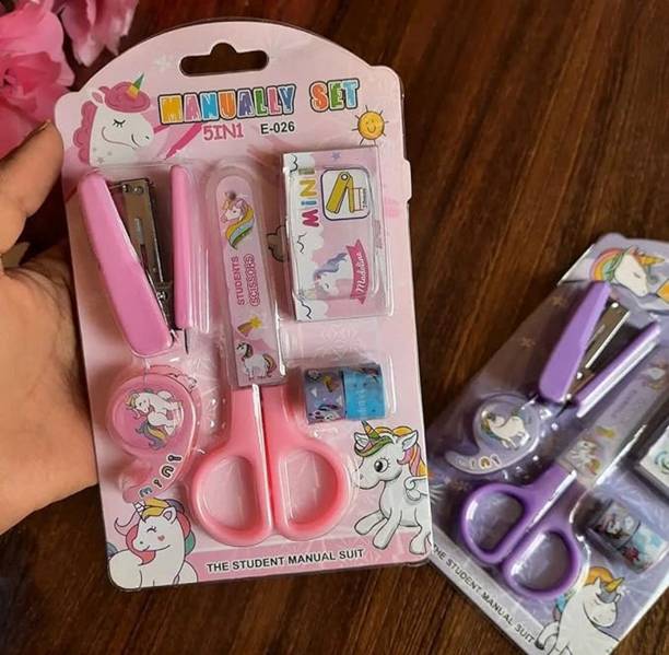 Vadhavan Mini Stationery Box Gift Set Includes Scissors, Tape, Stapler Multicolour