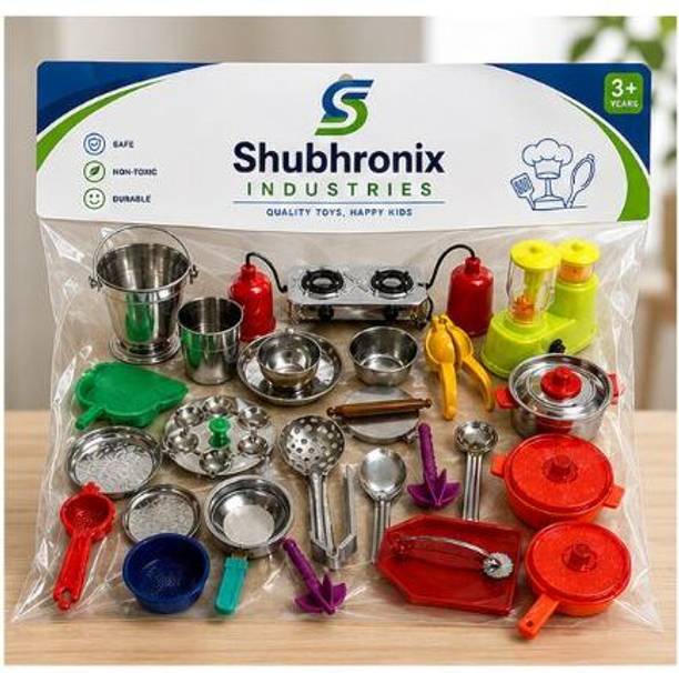 shubhronixindustries07 Role Play Cooking Set for Kids with Mini Mixer Grinder and Kitchen Utensils