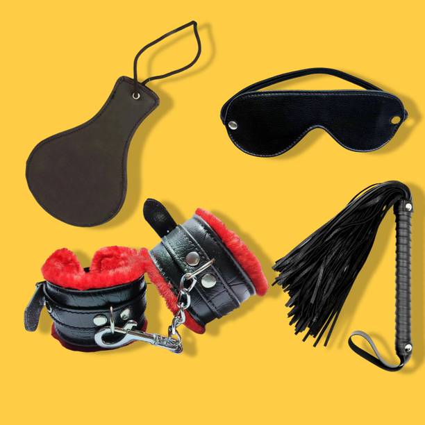 ARD Romantic Honeymoon Toy Kit |Handcuffs, Eye Mask, Whip & Paddle | Couple Play Set