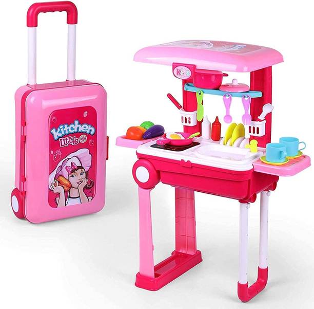 AR KIDS TOYS Little Chef 2 In 1 Kitchen Play Set,Pretend Play Luggage Kitchen Kit For Kids