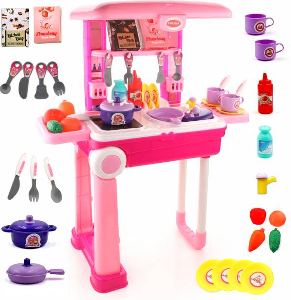 Aditi Toys , Kitchen Suitcase Set On Wheels for Girls with 23 Pieces