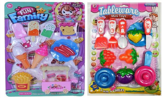 aparna's collection 25pCS kids icecream frenchfries set with sliceable fruit Multi Colour