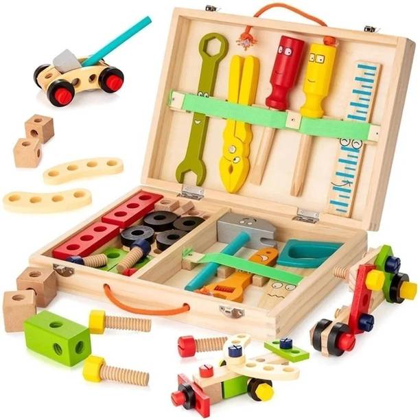 NESTA TOYS Wooden Tool Kit Set with Tool Box | Tool Kit Toys for Kids(3+Years) 33Piece
