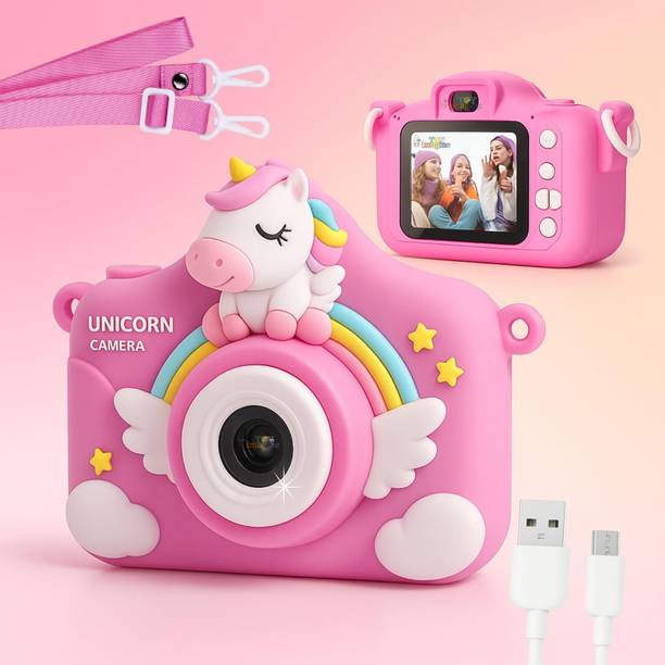 PN AVAN Kids Digital Camera Toy 48MP 1080P HD,2 Inch Screen,Rechargeable-Unicorn Pink