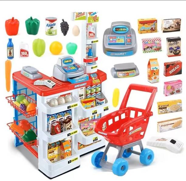 himanshu tex Children Mini Supermarket Set Band Scanning Function Pretend Play Set