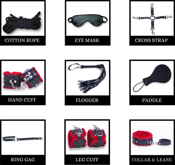 THE NIGHT CARE Handcuff Role Play kit (RedBlack) Activity Set for Spice up Their Honeymoon