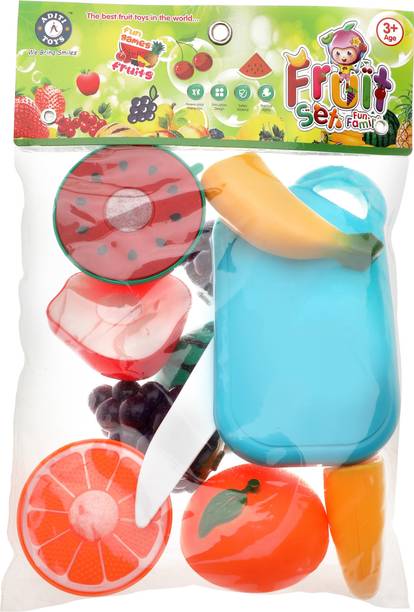 Aditi Toys Plastic Fruit Cutting Set For Kids With Knife and Chopper Board