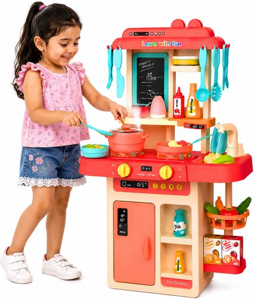 Learn With Fun 42 Pieces Kitchen Set Realistic Steam Water Light Sound Toy For Kids