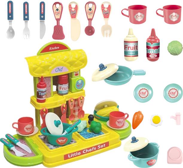 Extrawish 30 Pcs Kitchen Play Set Non Toxic Plastic Unbreakable Toys for Girls