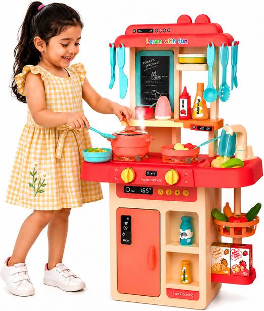 Learn With Fun 42 Pieces Kitchen Set Pretend Play Steam Cooking Toy For Kids