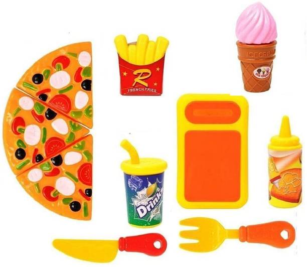 Toys N Smile Pizza Cutting Play Set for Kids, Fast Food / Restaurant Role Pretend Play Toy