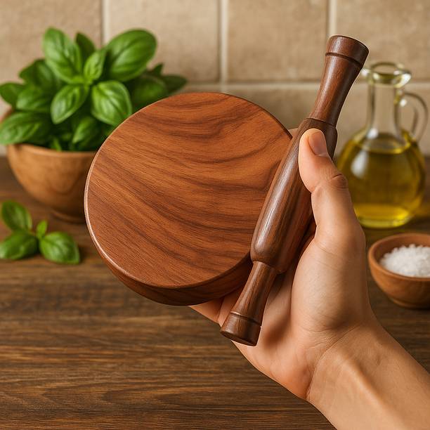 Shine Shopping Pure Sheesham Wood Small Size Chakla Belan and Rolling Pin for Kids - 6 Inch