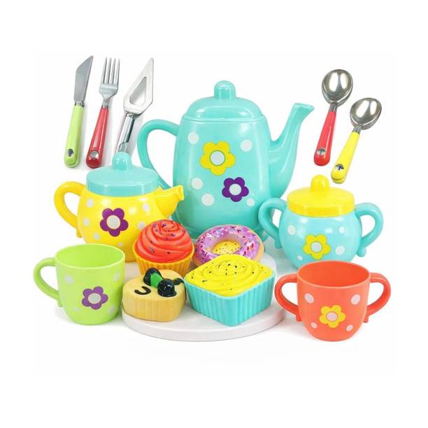 Super Toy Tea Party Pretend Play Kitchen Set with Utensils & Cake for Kids | Role Play Toy