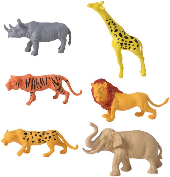 SE Mini Jungle Safari Realistic Wild Animal Toy Figure Playing Set of 6