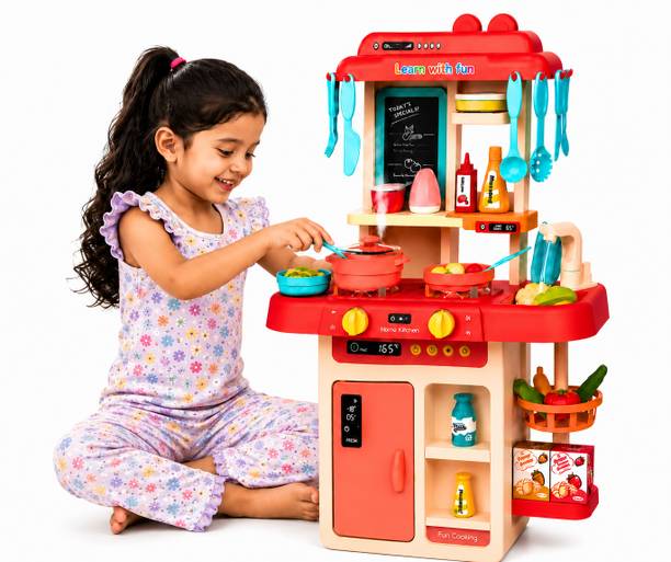 Learn With Fun 42 Pieces Kitchen Set Deluxe Cooking Steam Water Light Sound For Kids