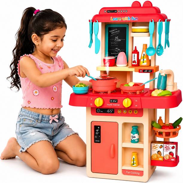 Learn With Fun 42 Pieces Kitchen Set Real Steam Water Light Sound Play For Kids